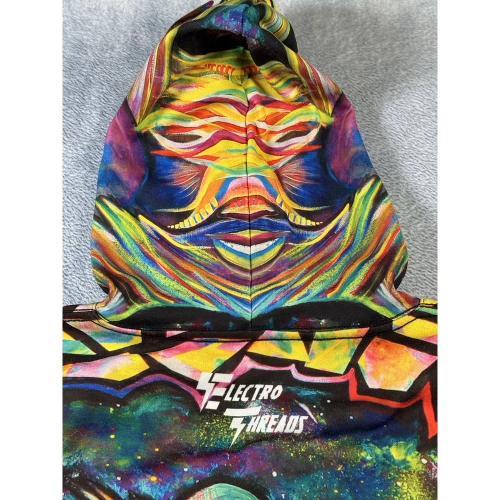 Electro Threads Rafiki Mandrill Hoodie Psychedelic Rave Large All Over Print - Picture 7 of 8